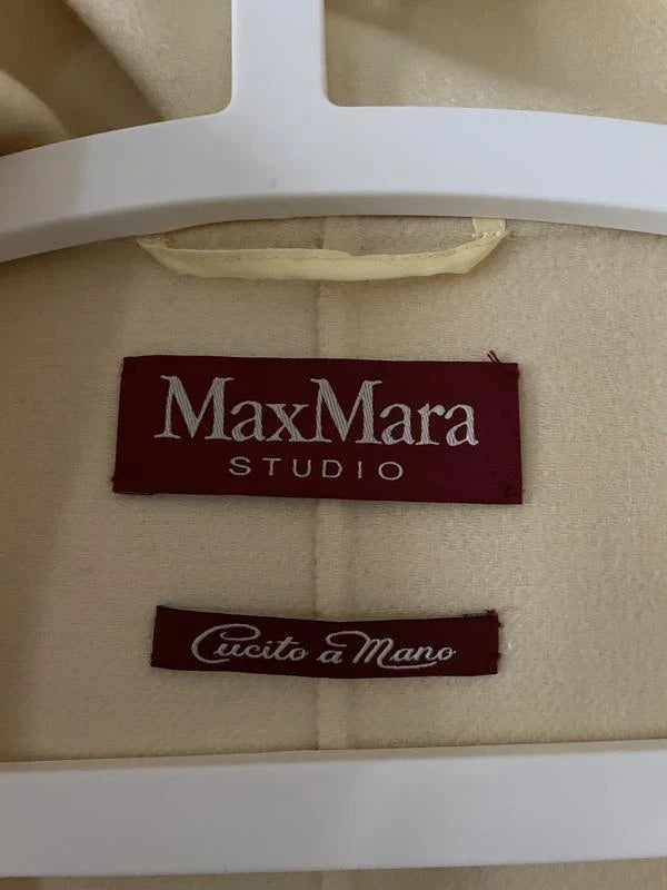 Max Mara Studio cream yellow belted coat wool cashmere silk - view 3