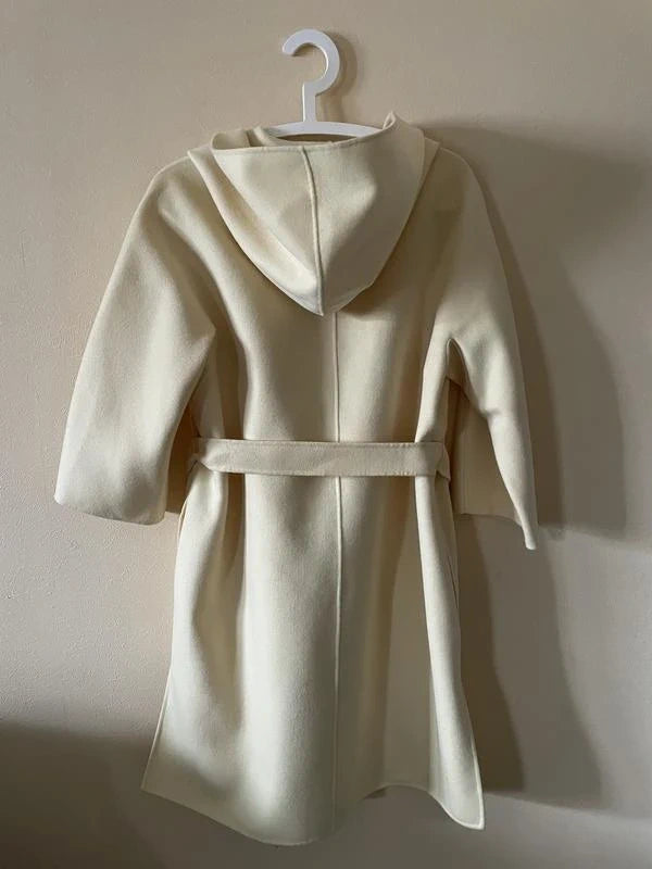 Max Mara Studio cream yellow belted coat wool cashmere silk - view 2
