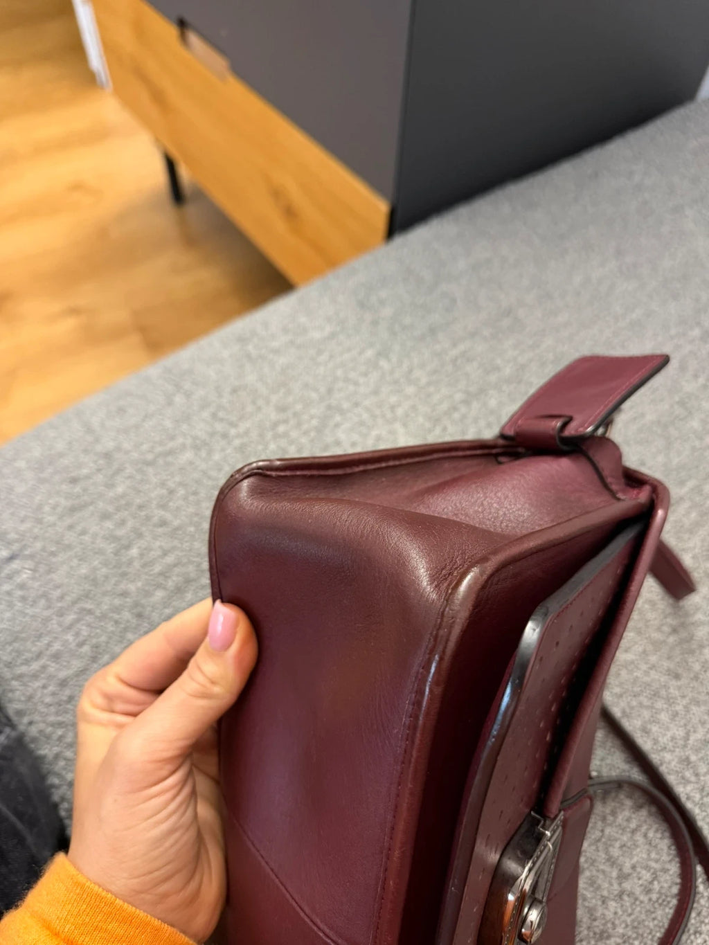 Longchamp Mademoiselle burgundy leather crossbody shoulder bag - view 8