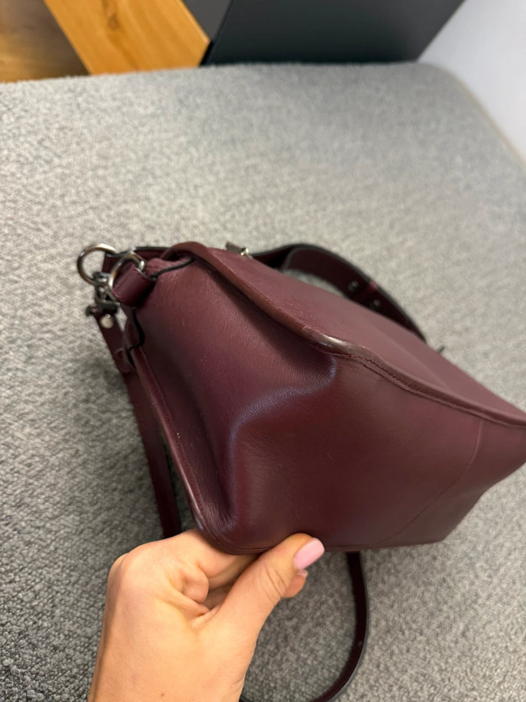 Longchamp Mademoiselle burgundy leather crossbody shoulder bag - view 10