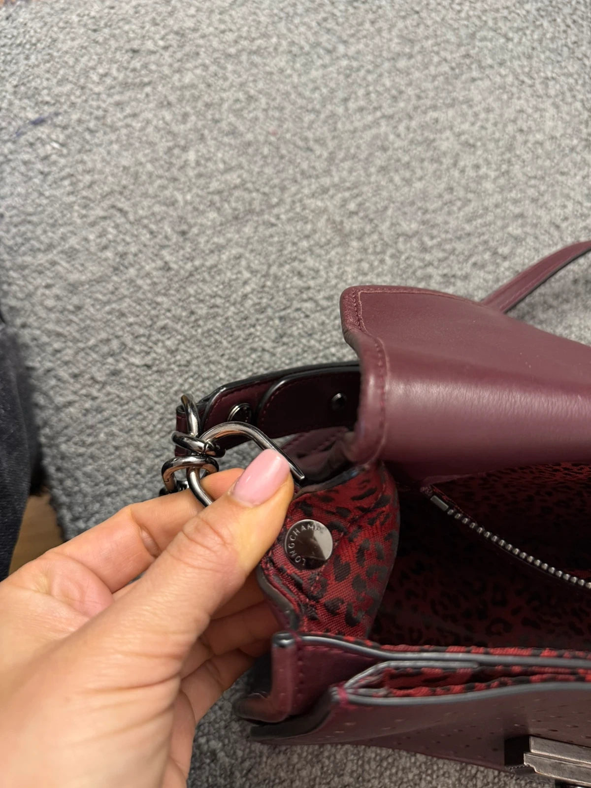 Longchamp Mademoiselle burgundy leather crossbody shoulder bag - view 16