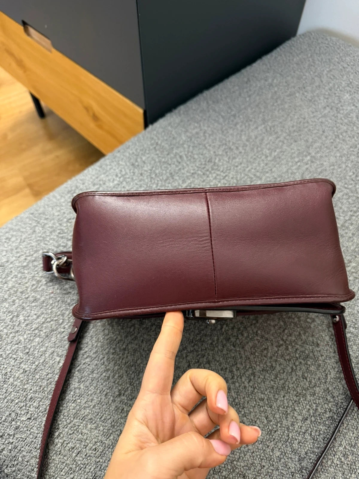 Longchamp Mademoiselle burgundy leather crossbody shoulder bag - view 7