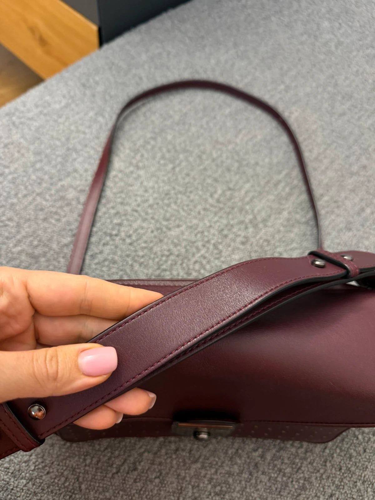 Longchamp Mademoiselle burgundy leather crossbody shoulder bag - view 3