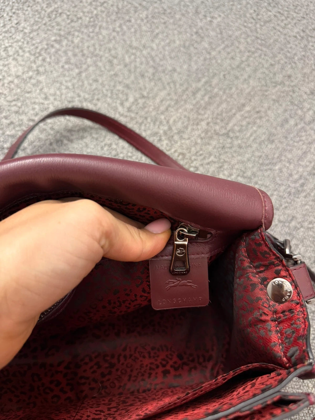 Longchamp Mademoiselle burgundy leather crossbody shoulder bag - view 14