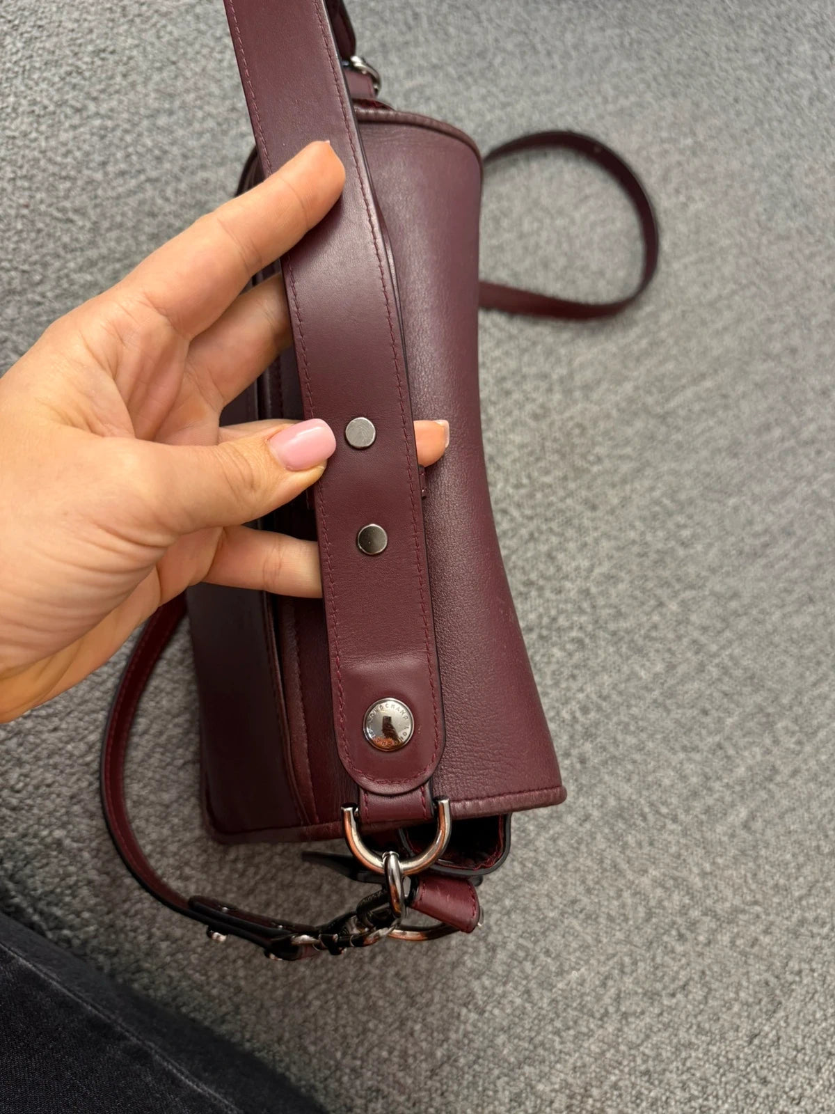 Longchamp Mademoiselle burgundy leather crossbody shoulder bag - view 4