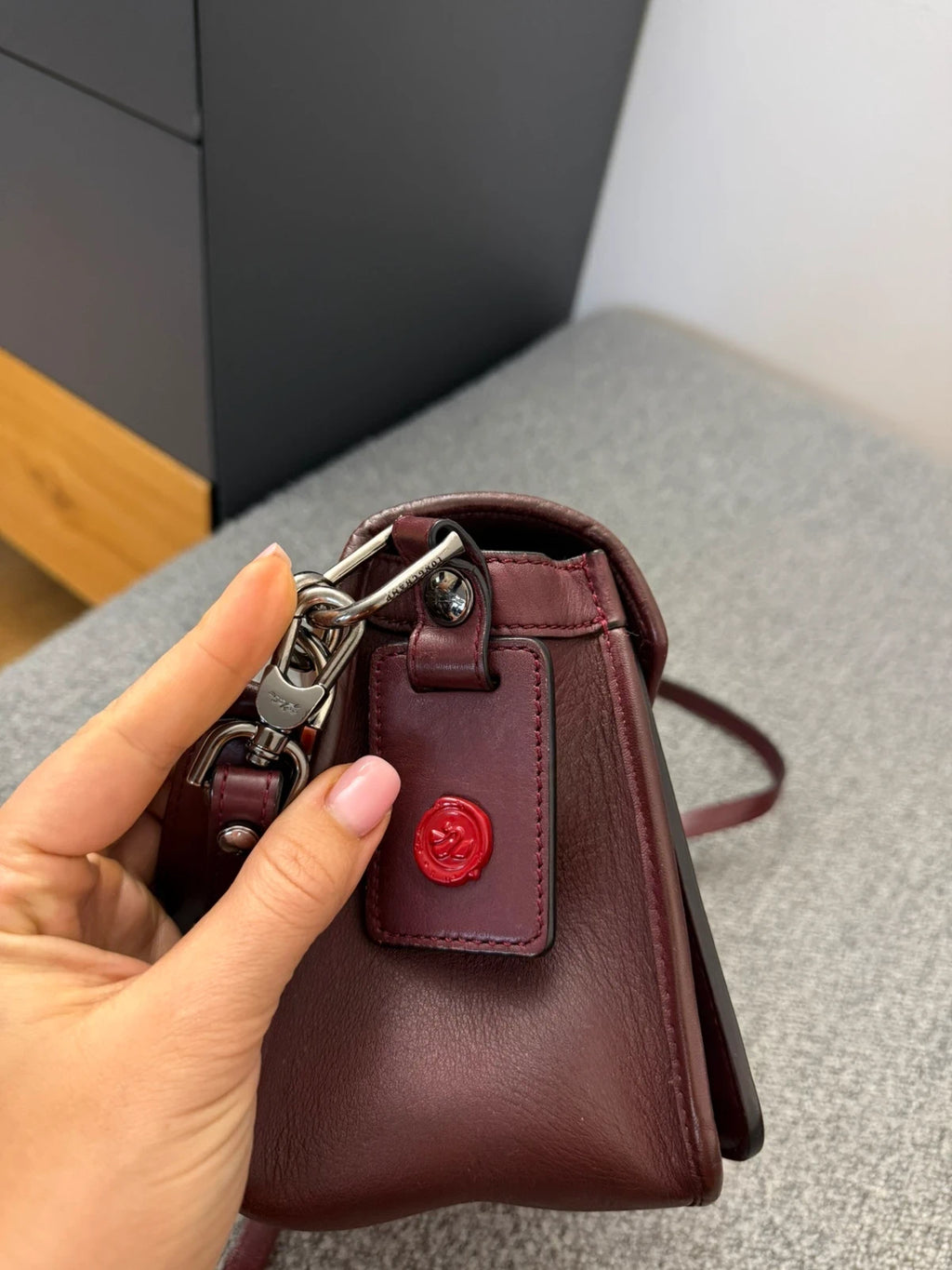 Longchamp Mademoiselle burgundy leather crossbody shoulder bag - view 5