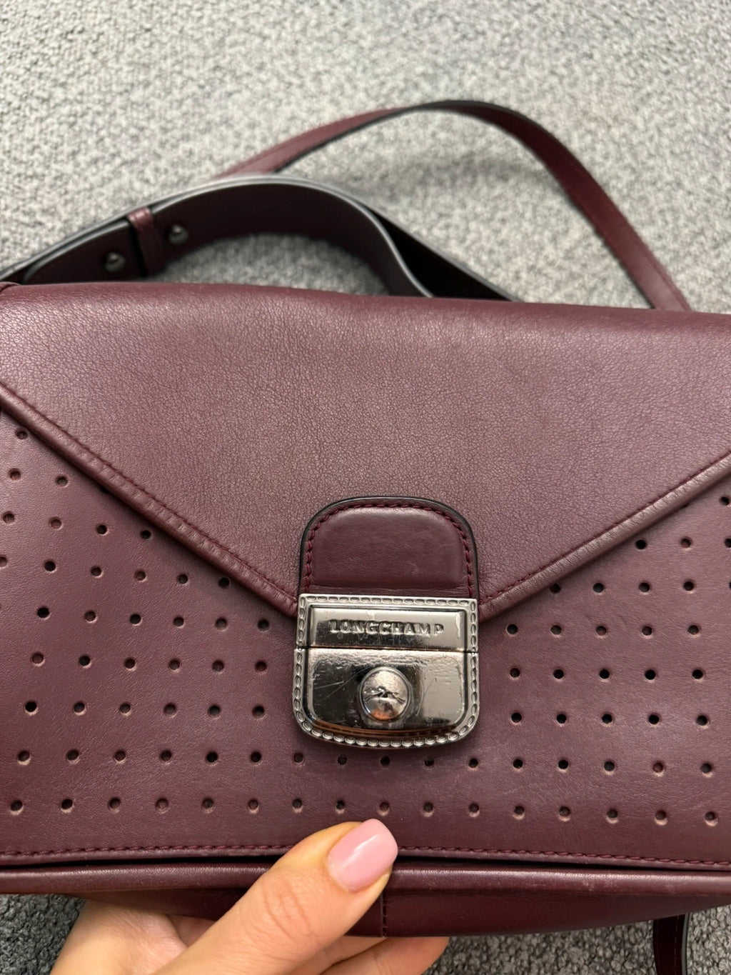 Longchamp Mademoiselle burgundy leather crossbody shoulder bag - view 11