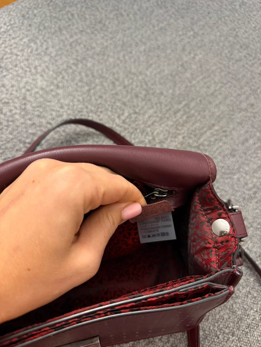 Longchamp Mademoiselle burgundy leather crossbody shoulder bag - view 15