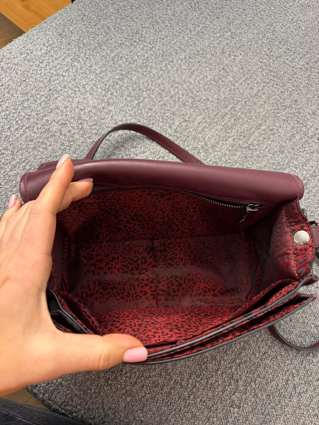 Longchamp Mademoiselle burgundy leather crossbody shoulder bag - view 13