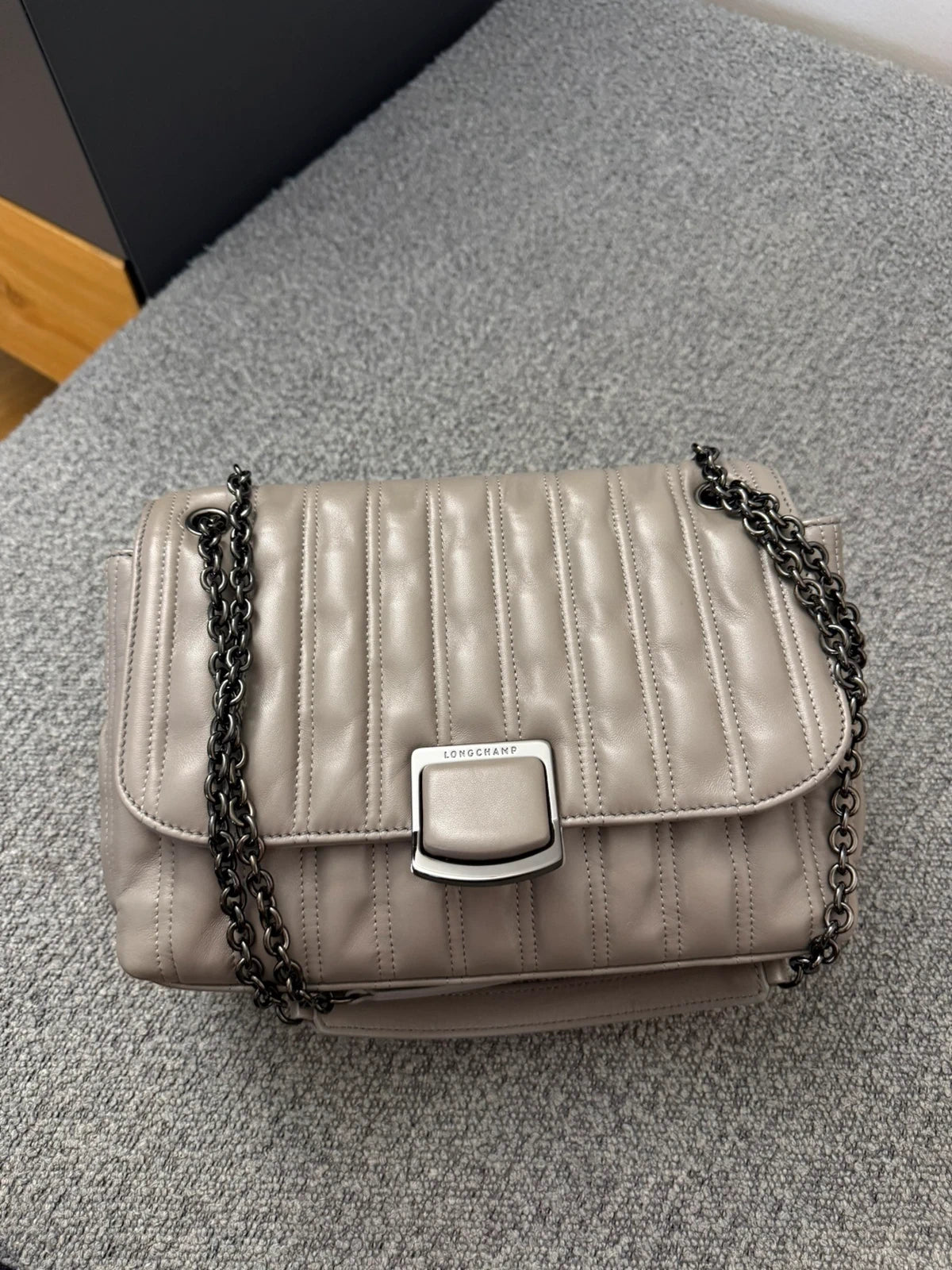 Longchamp brioche new big grey leather shoulder crossbody bag - view 12