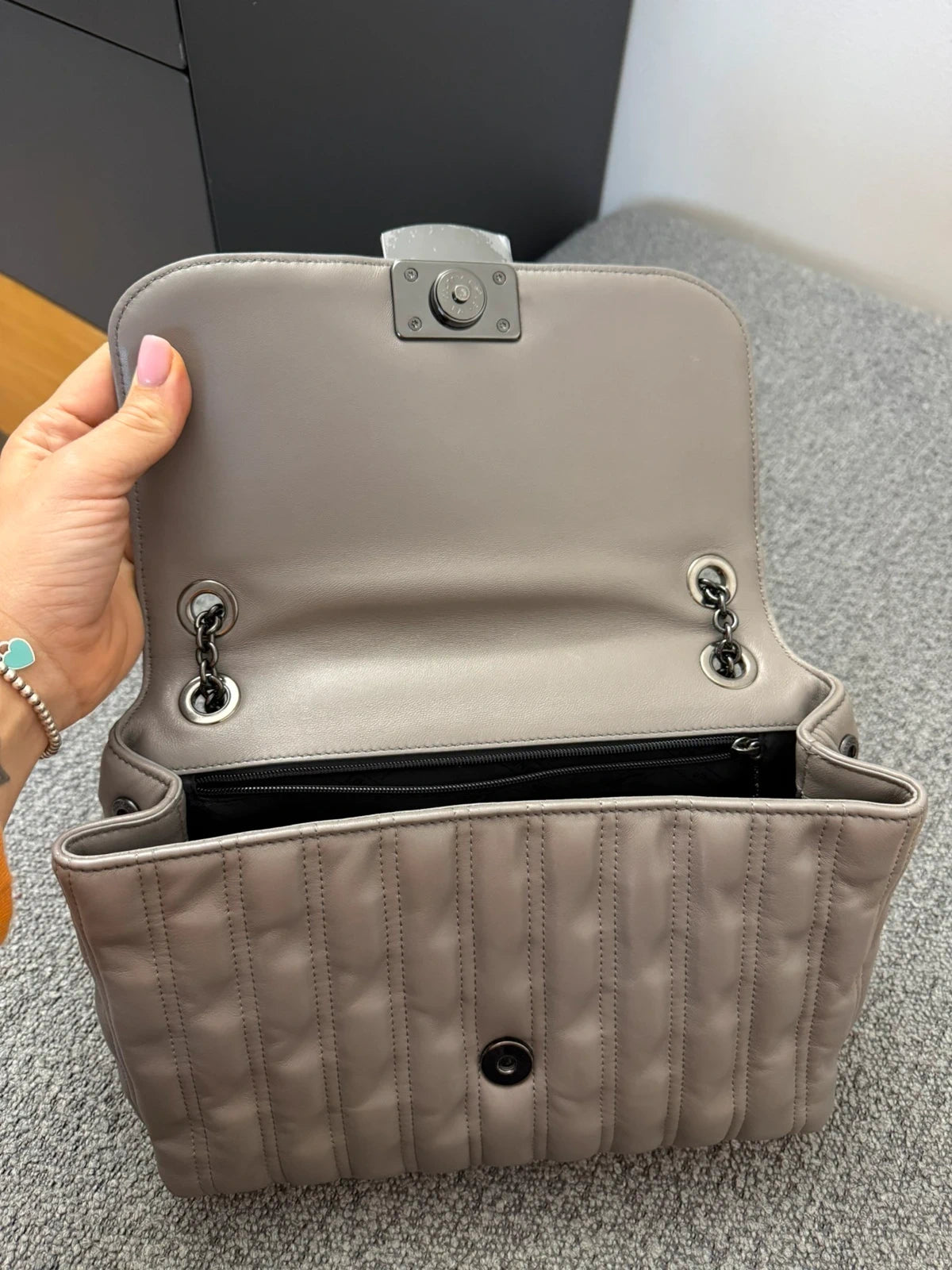 Longchamp brioche new big grey leather shoulder crossbody bag - view 4