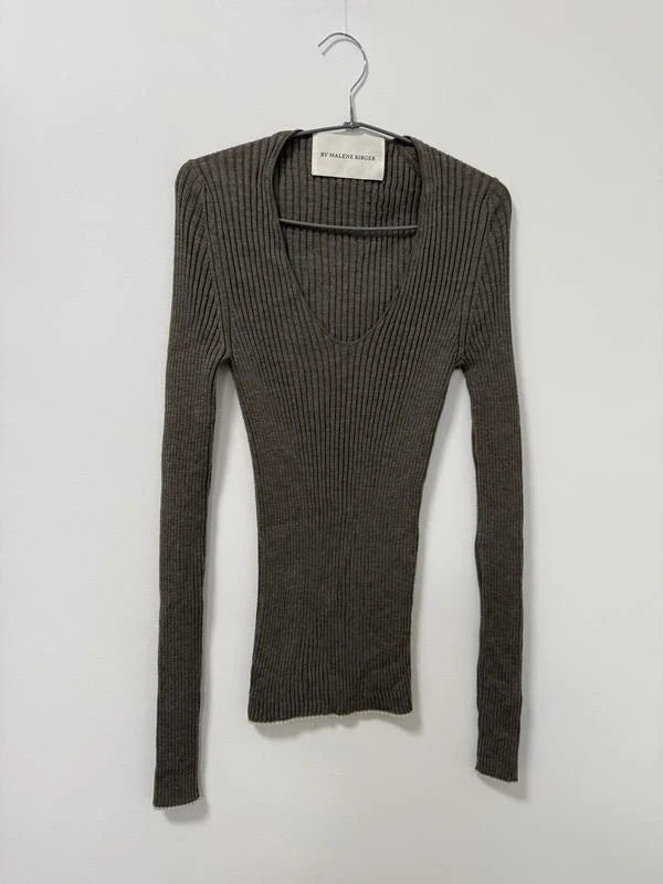 By Malene Birger Rione brown wool ribbed longsleeve