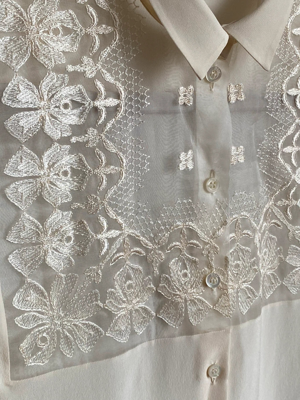 Christian Dior new cream silk shirt blouse with lace - view 4