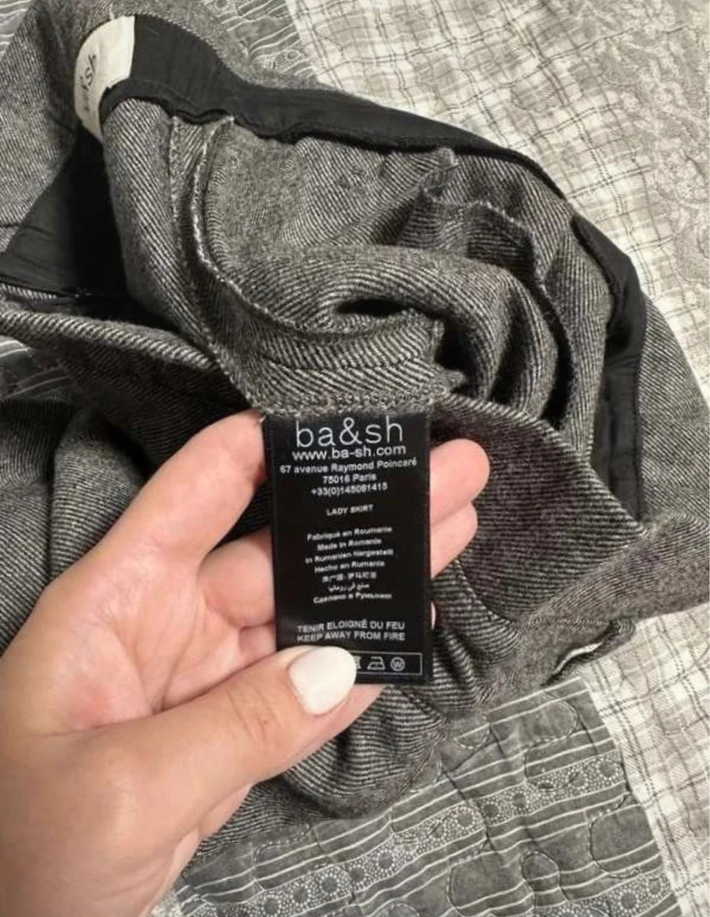 Ba&sh cohle grey wool viscose high waist skirt - view 11