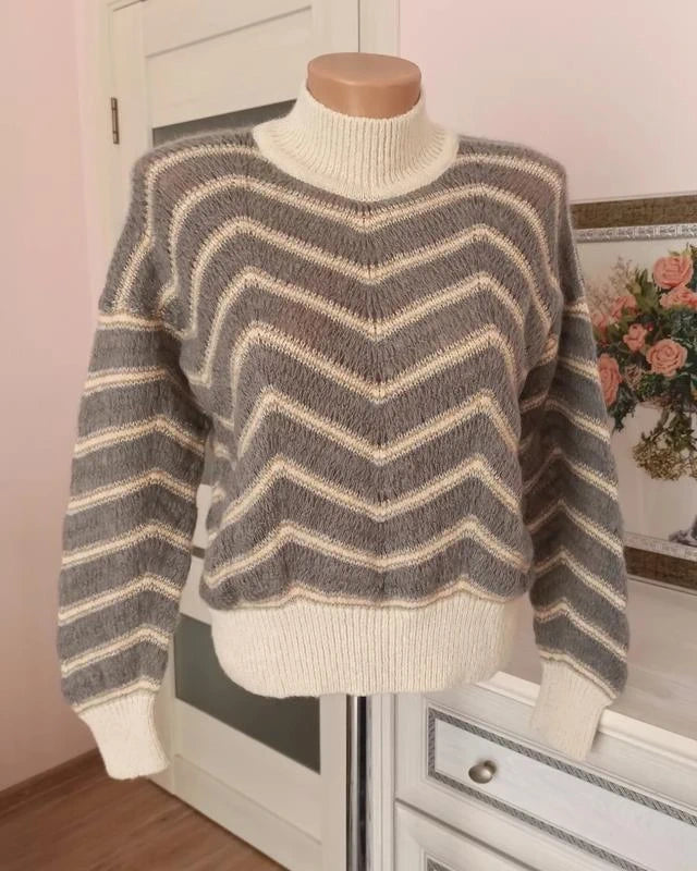 Fabiana Filippi grey zigzag alpaca wool turtleneck sweater