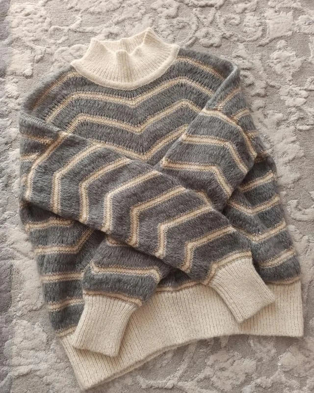 Fabiana Filippi grey zigzag alpaca wool turtleneck sweater - view 3