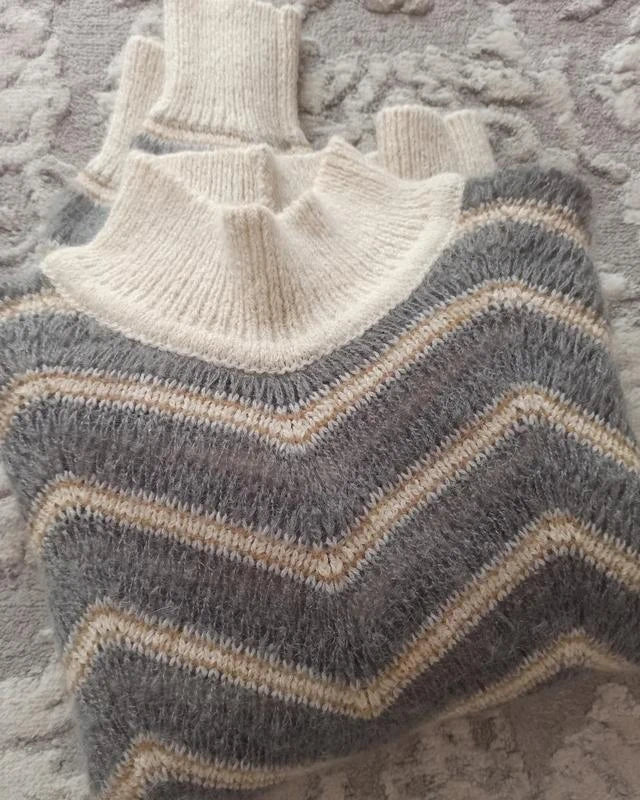 Fabiana Filippi grey zigzag alpaca wool turtleneck sweater - view 4