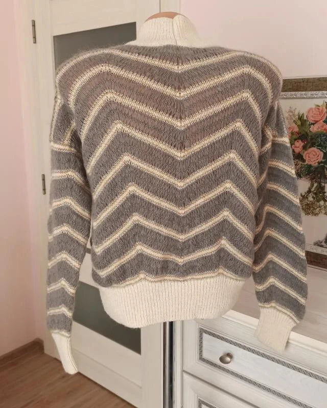 Fabiana Filippi grey zigzag alpaca wool turtleneck sweater - view 2