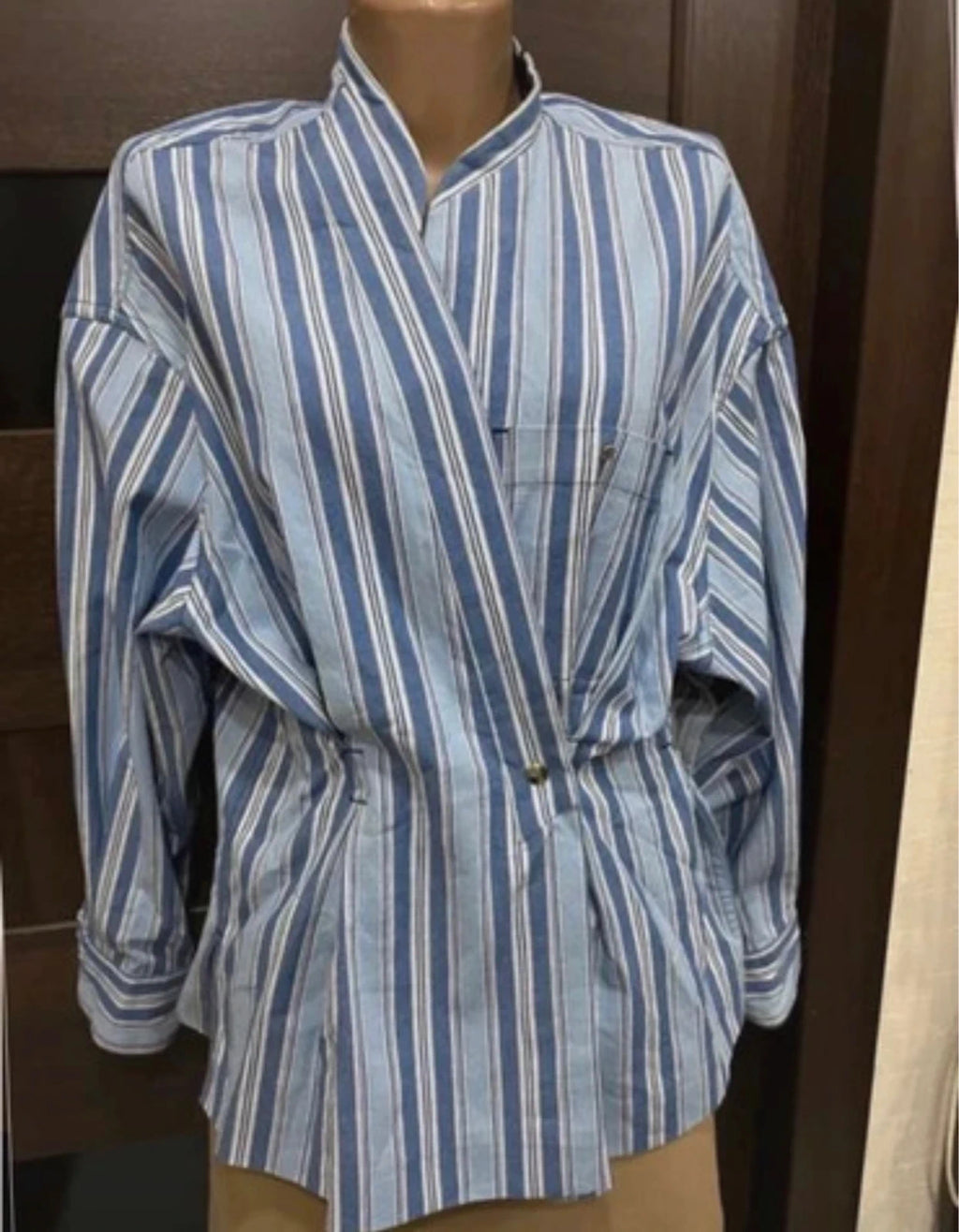Isabel Marant light blue denim striped blouse - view 2