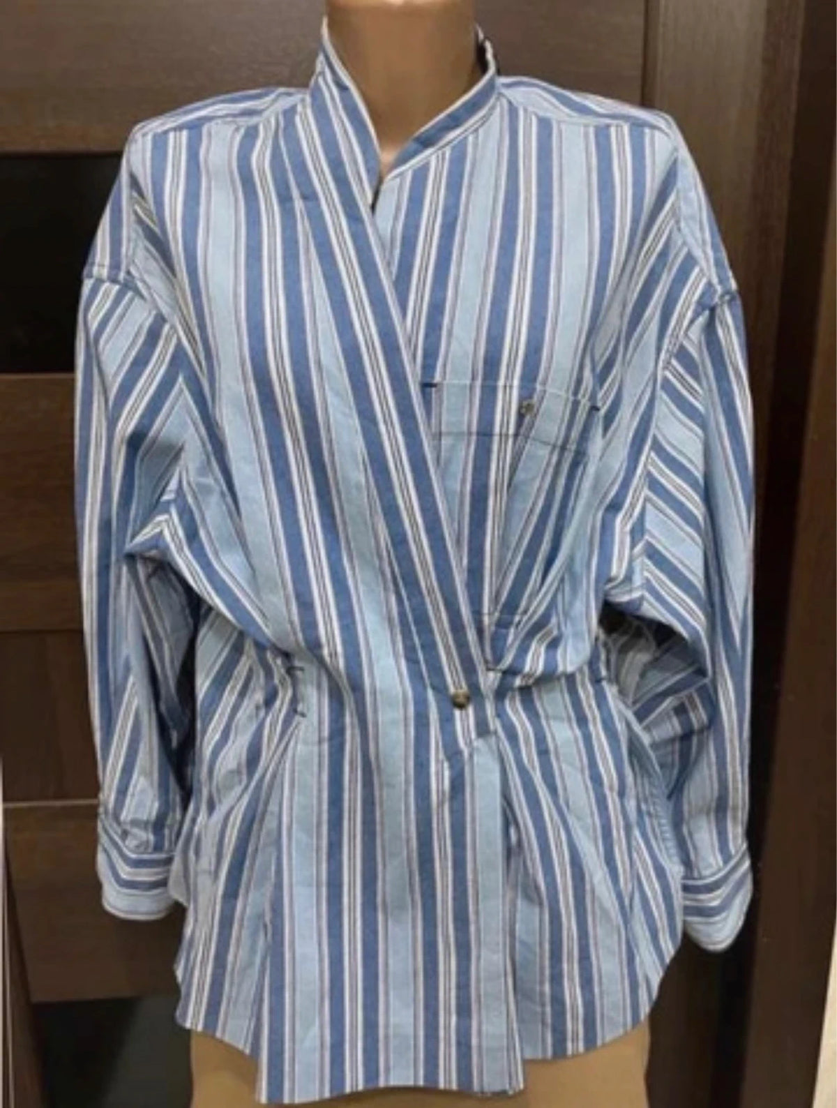 Isabel Marant light blue denim striped blouse