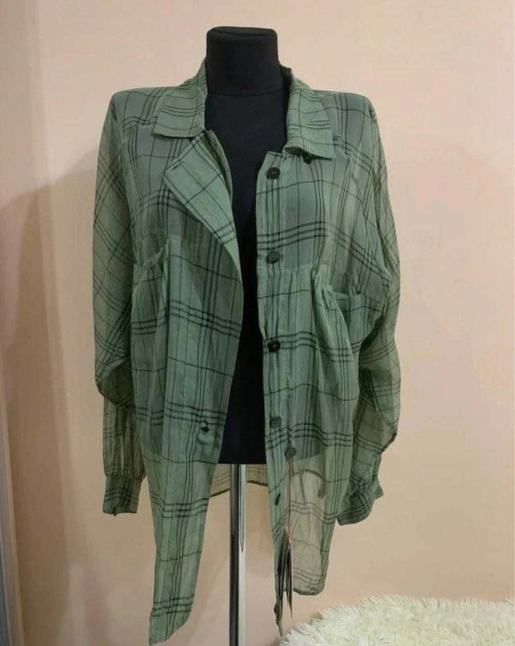 Stella McCartney green silk shirt blouse