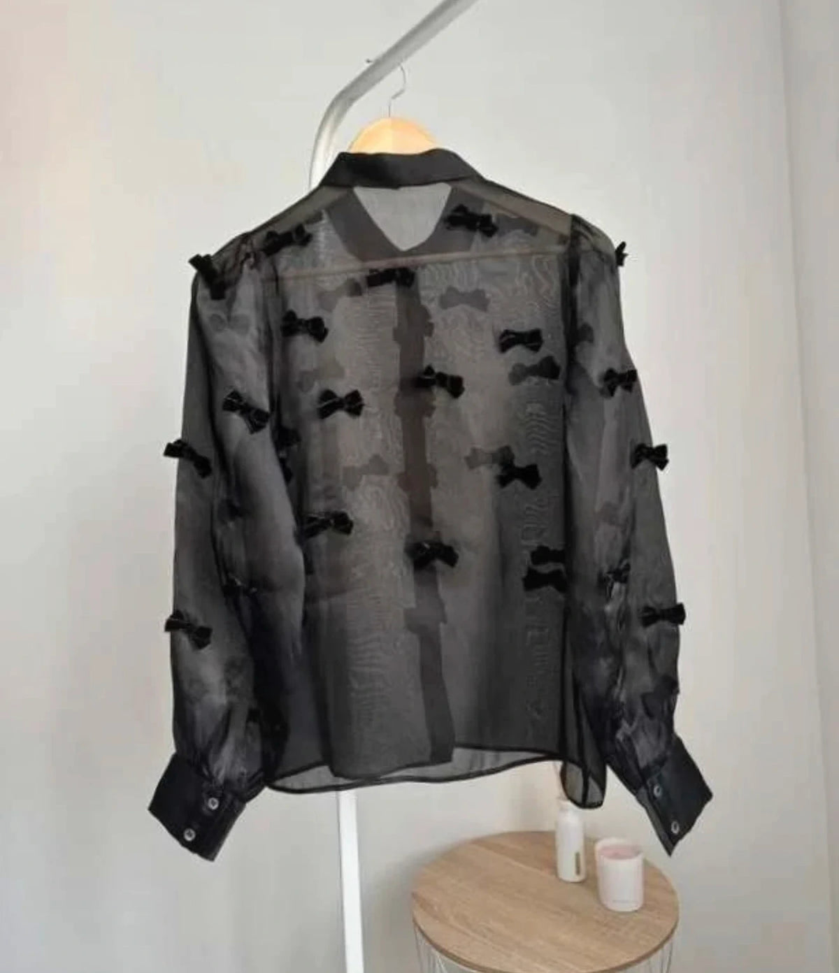 Paul & Joe black silk shirt with bows - view 4