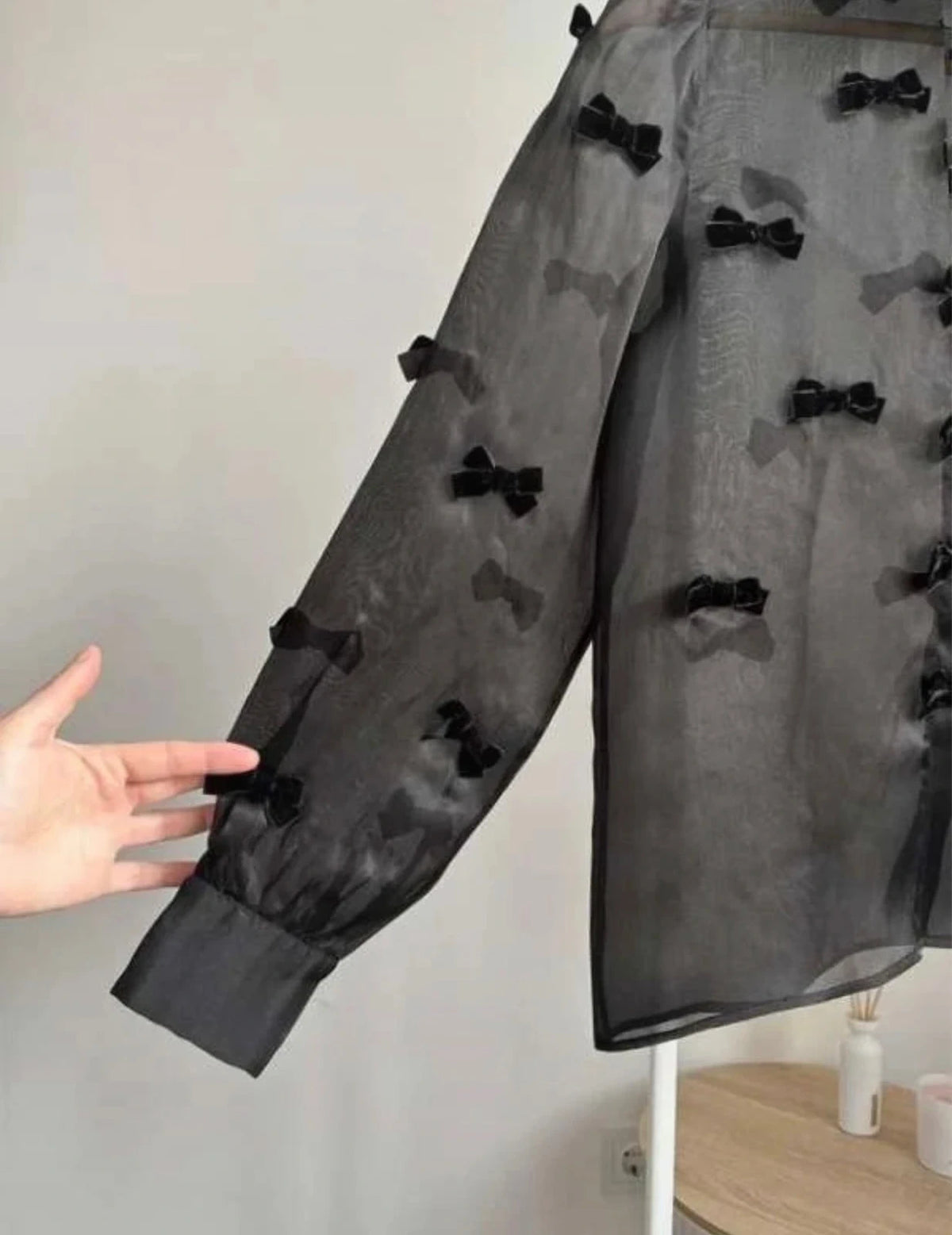 Paul & Joe black silk shirt with bows - view 3