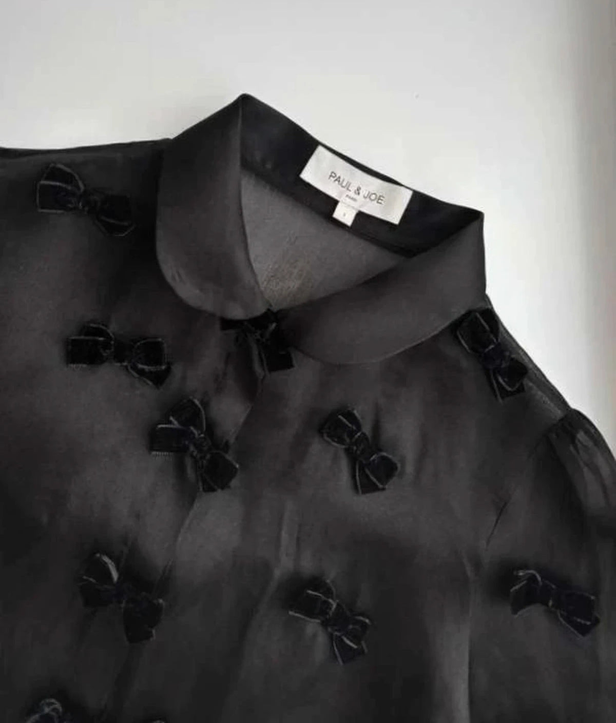 Paul & Joe black silk shirt with bows - view 2