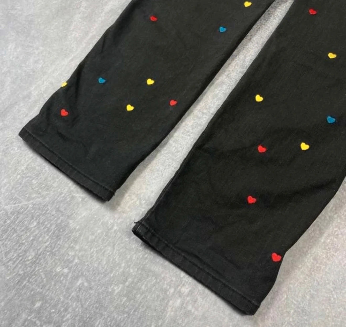 Stella McCartney black jeans with embroidered colourful hearts - view 6