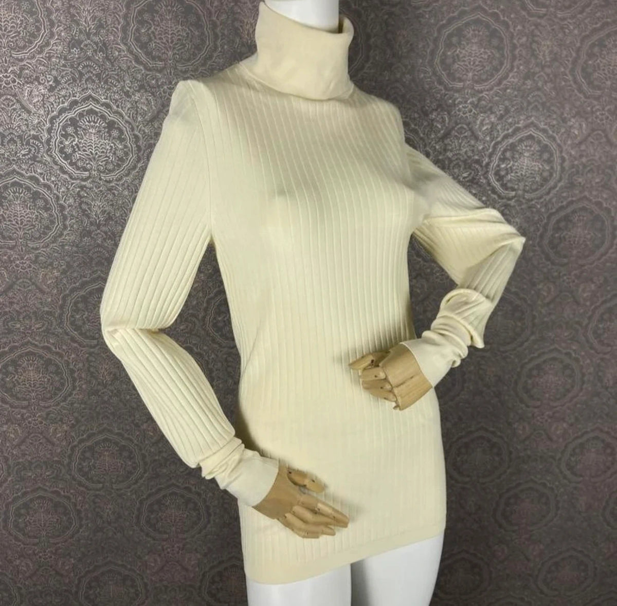 Joseph cream shiny knit turtleneck sweater