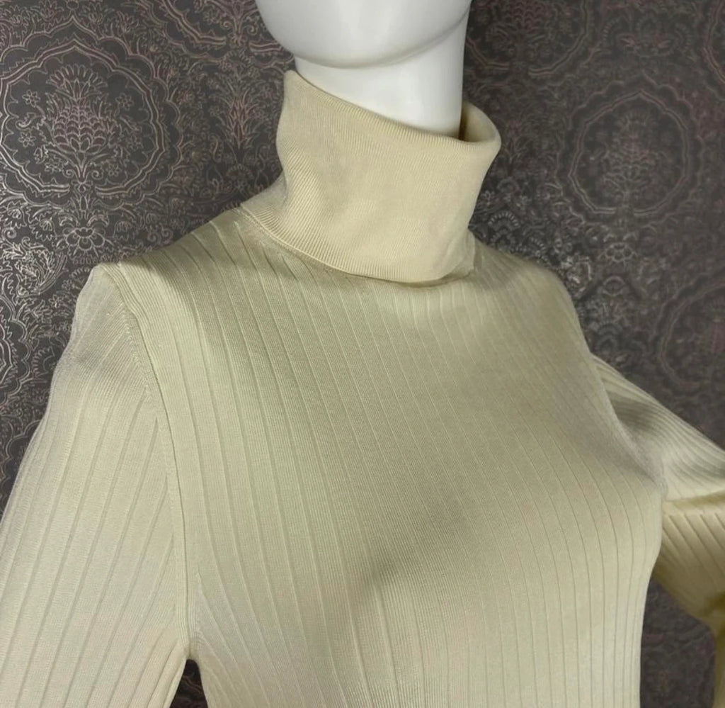 Joseph cream shiny knit turtleneck sweater - view 4