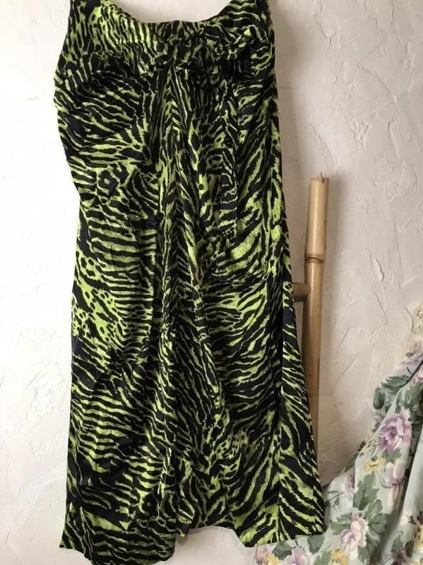 Ganni zebra silk long skirt