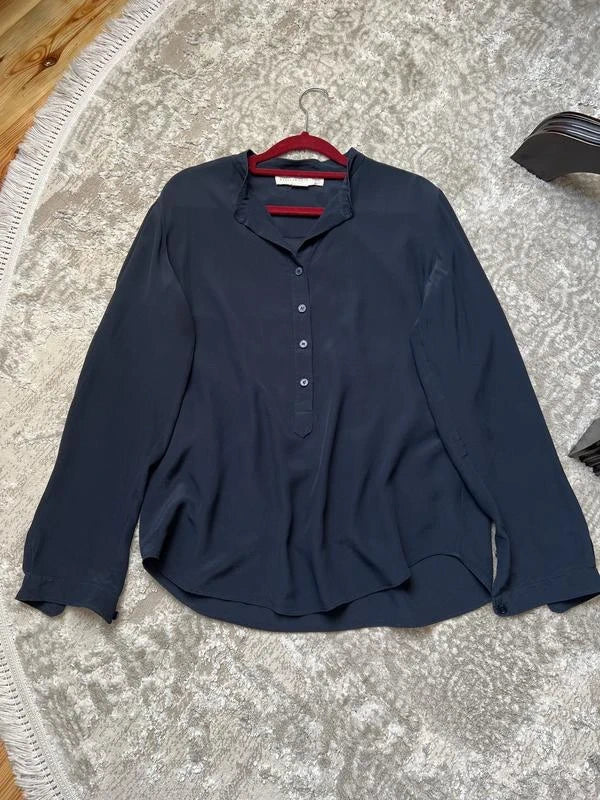 Stella McCartney navy blue silk shirt blouse