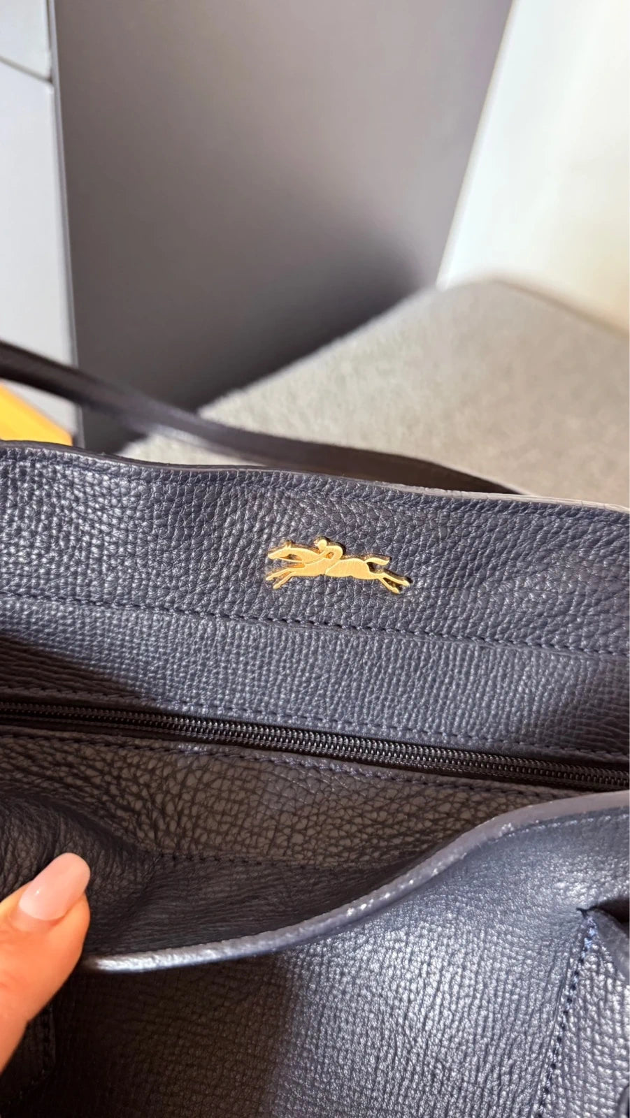 Longchamp Penelope navy blue leather big bag - view 4