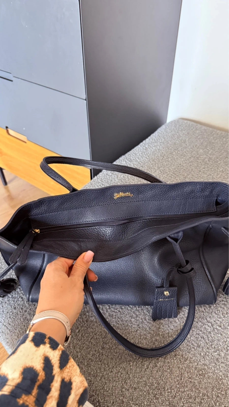 Longchamp Penelope navy blue leather big bag - view 11