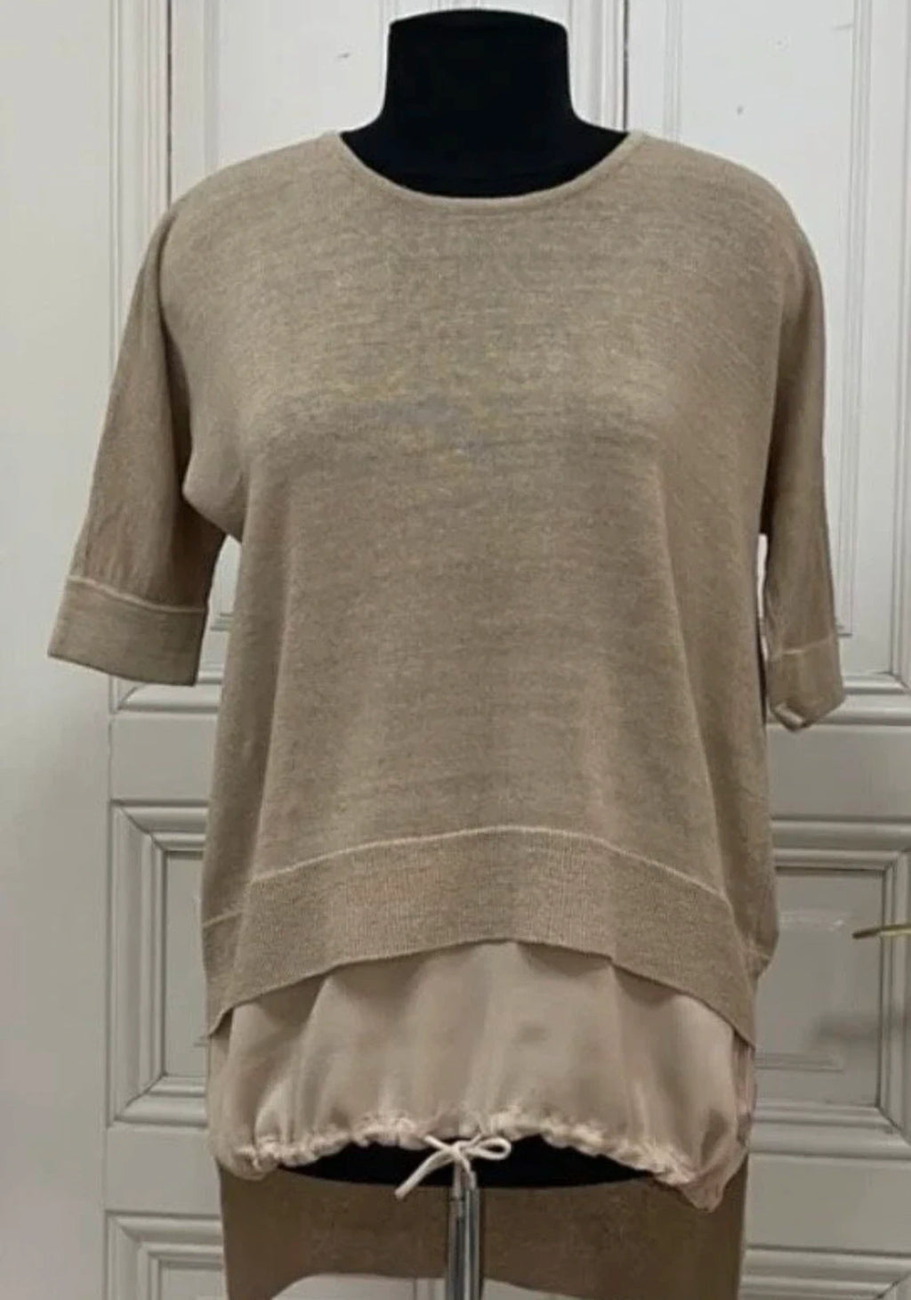 Fabiana Filippi beige silk linen top t-shirt