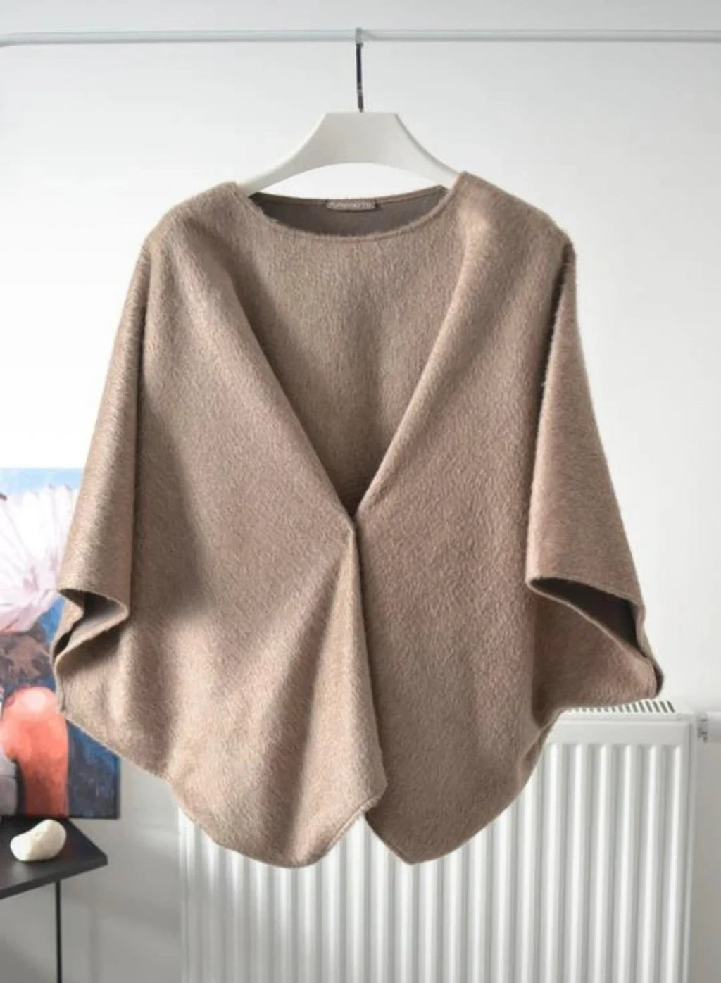 Purotatto beige alpaca wool poncho jacket - view 2