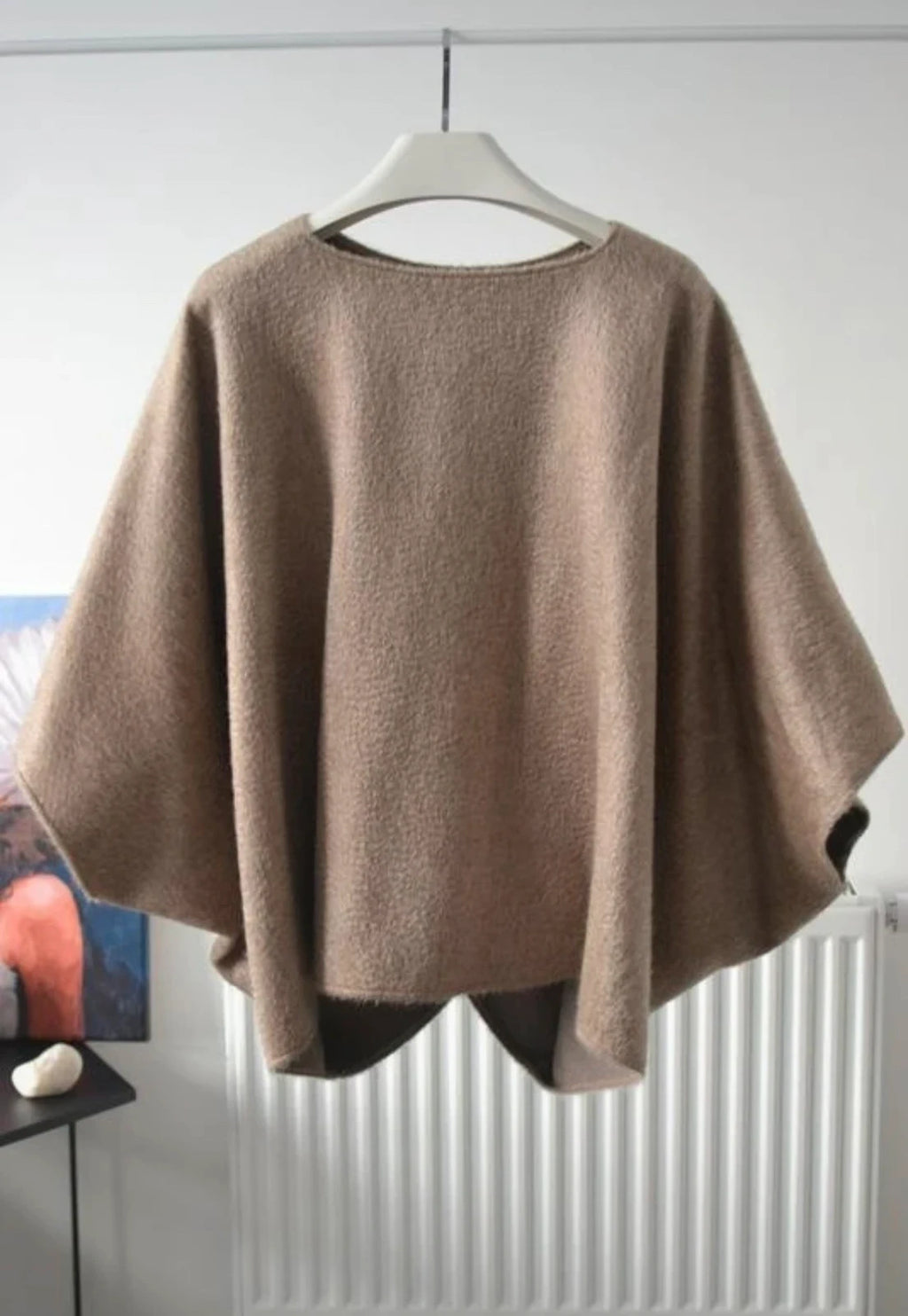 Purotatto beige alpaca wool poncho jacket