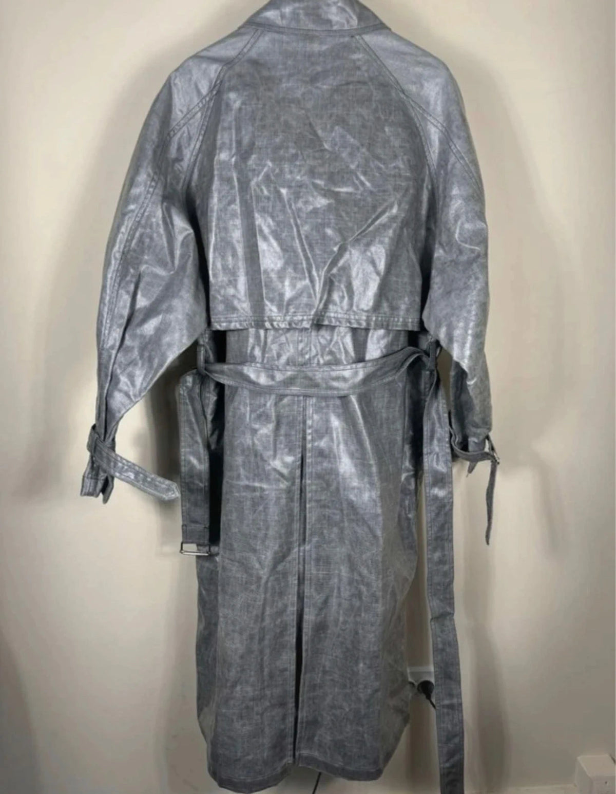 Ports 1961 grey wool long belted trench coat - view 5