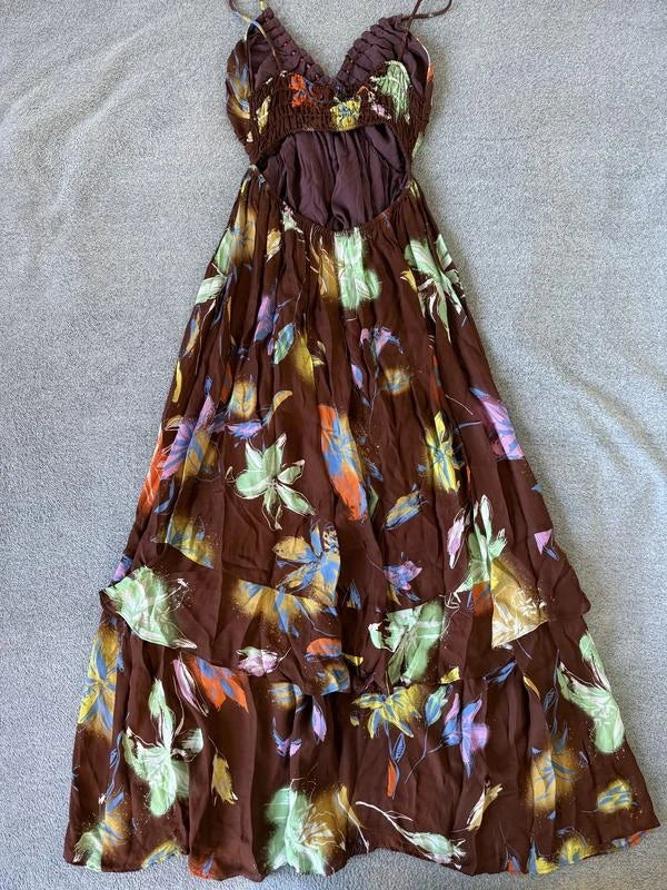 Tanya Taylor brown silk viscose long dress - view 2