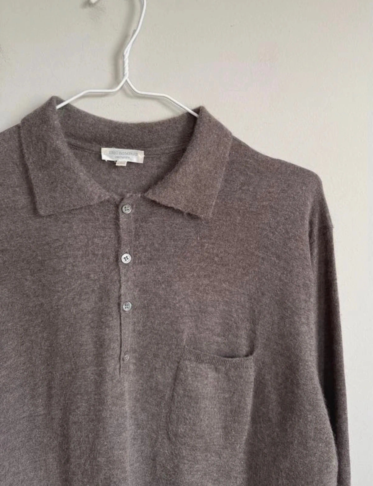 Eric Bompard brown taupe cashmere sweater polo - view 2