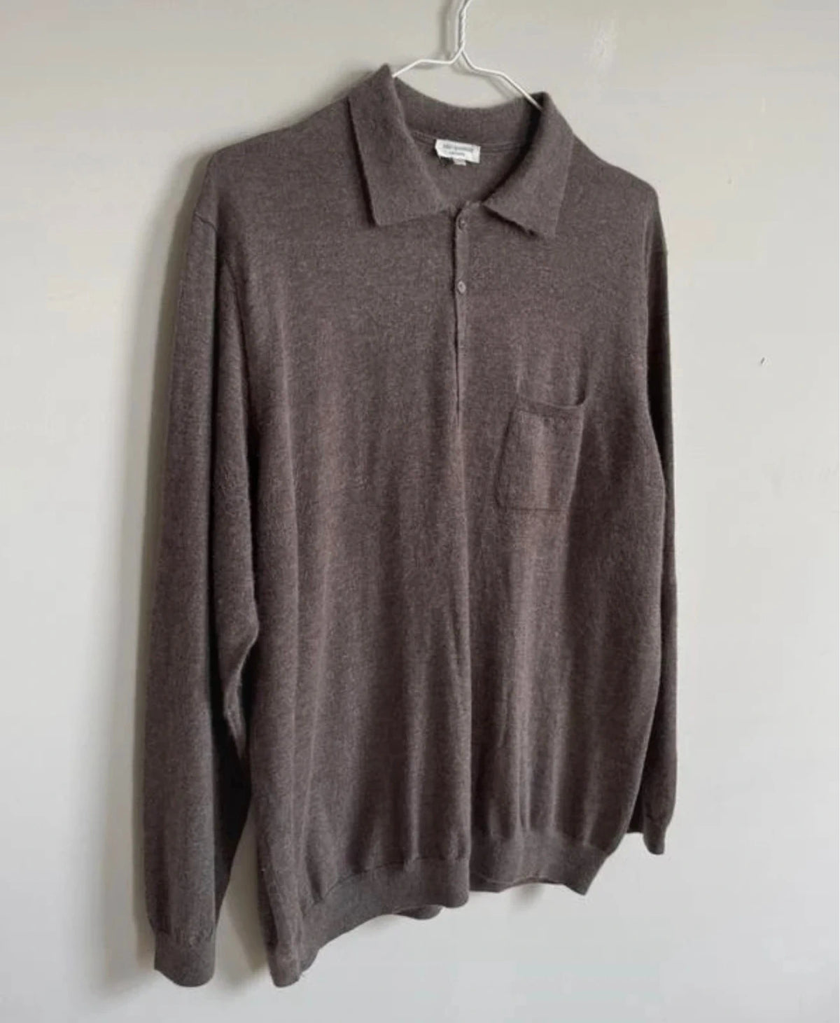 Eric Bompard brown taupe cashmere sweater polo