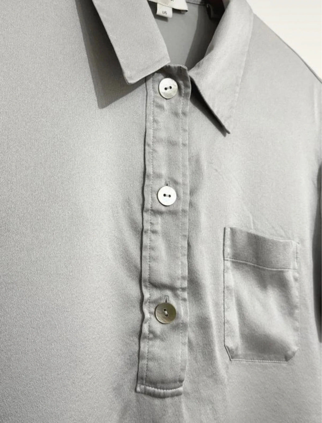 Vince grey silver silk polo shirt - view 3