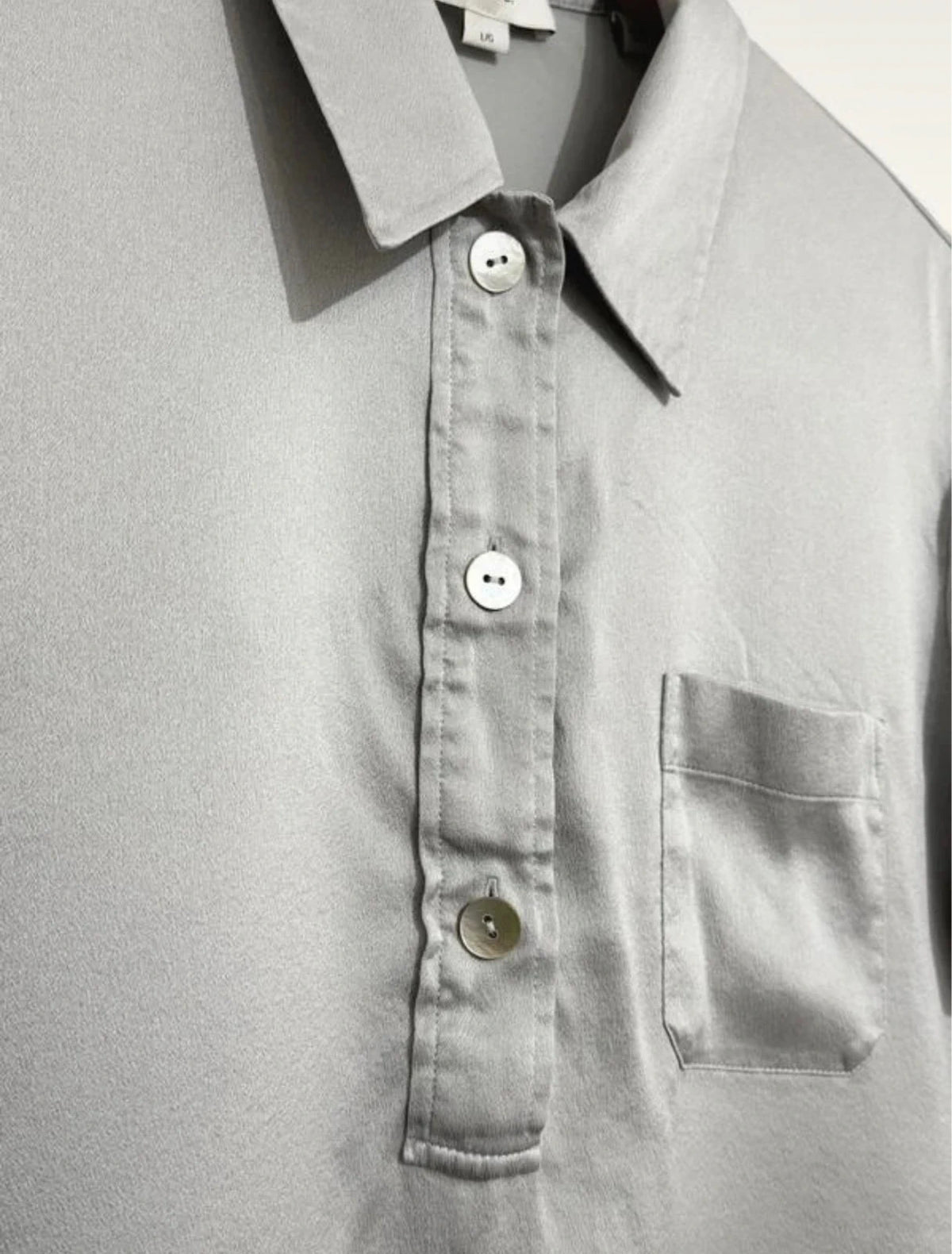Vince grey silver silk polo shirt - view 3
