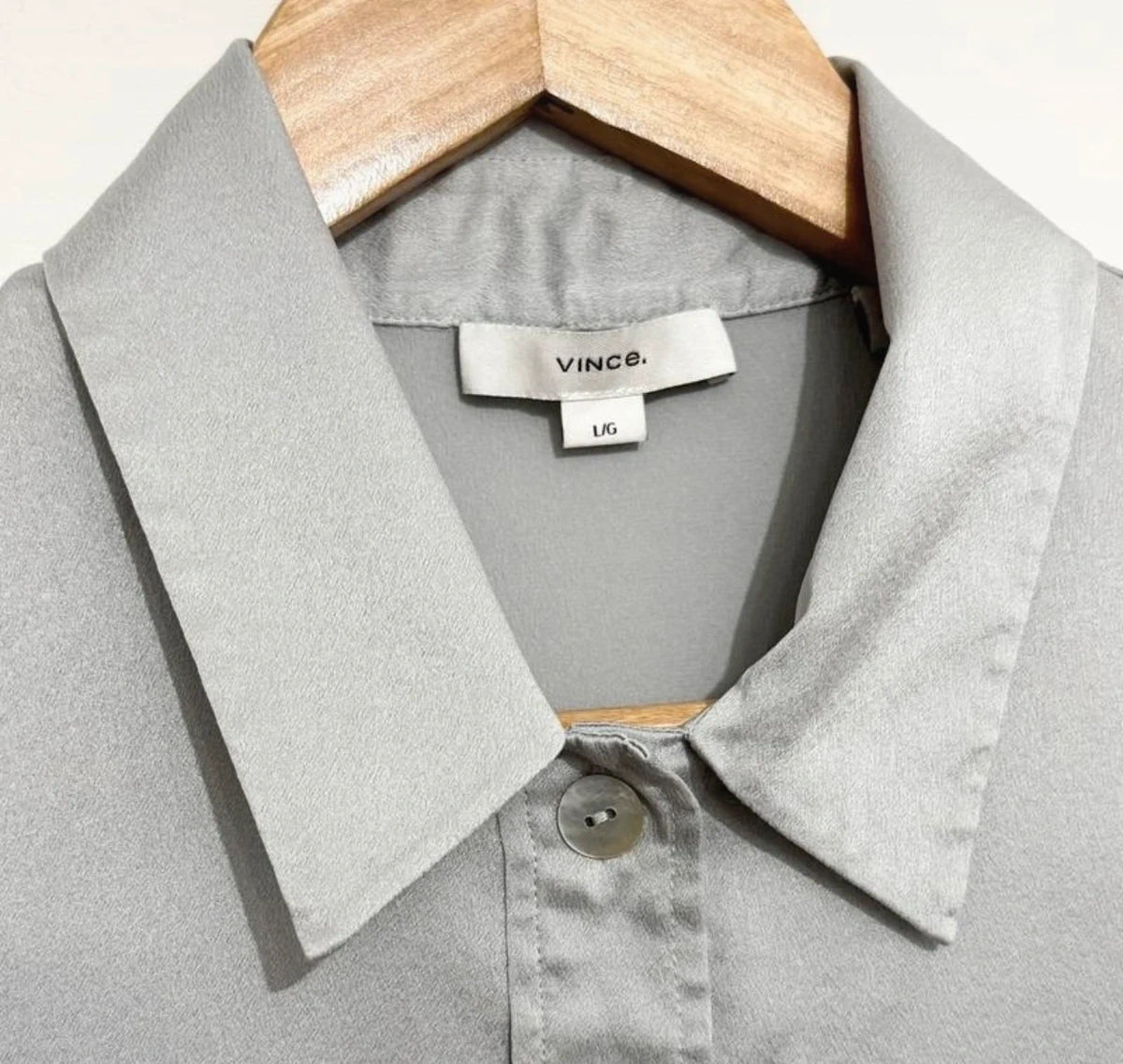 Vince grey silver silk polo shirt - view 2