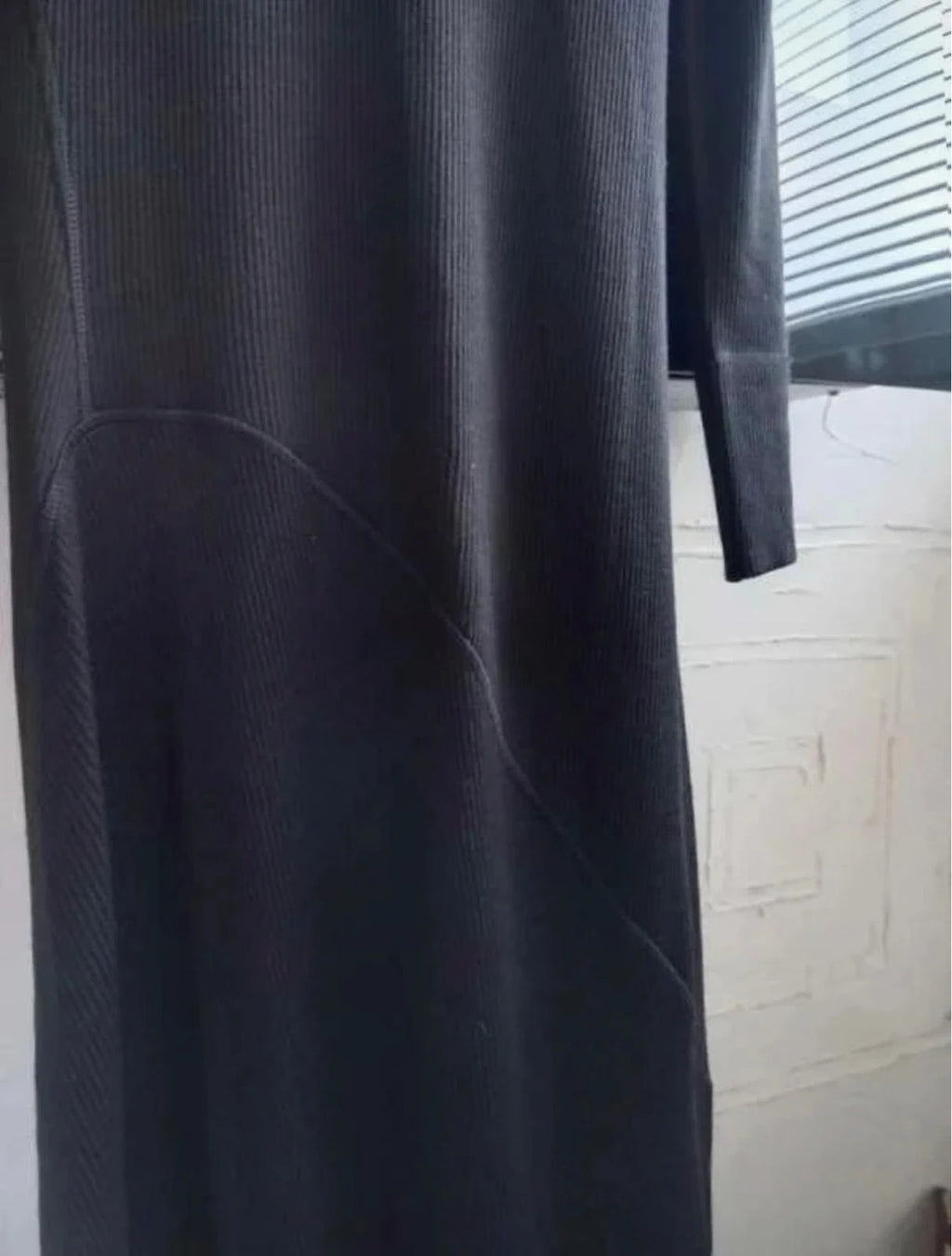 Theory rib flounce dress new black wool long rib knit dress - view 9
