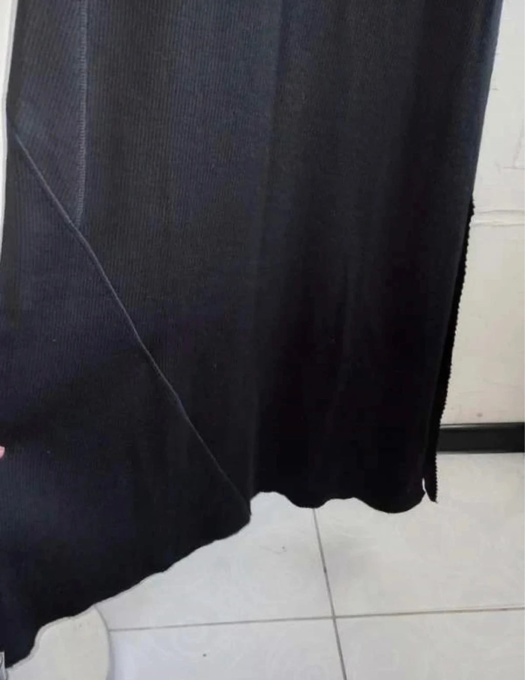 Theory rib flounce dress new black wool long rib knit dress - view 5