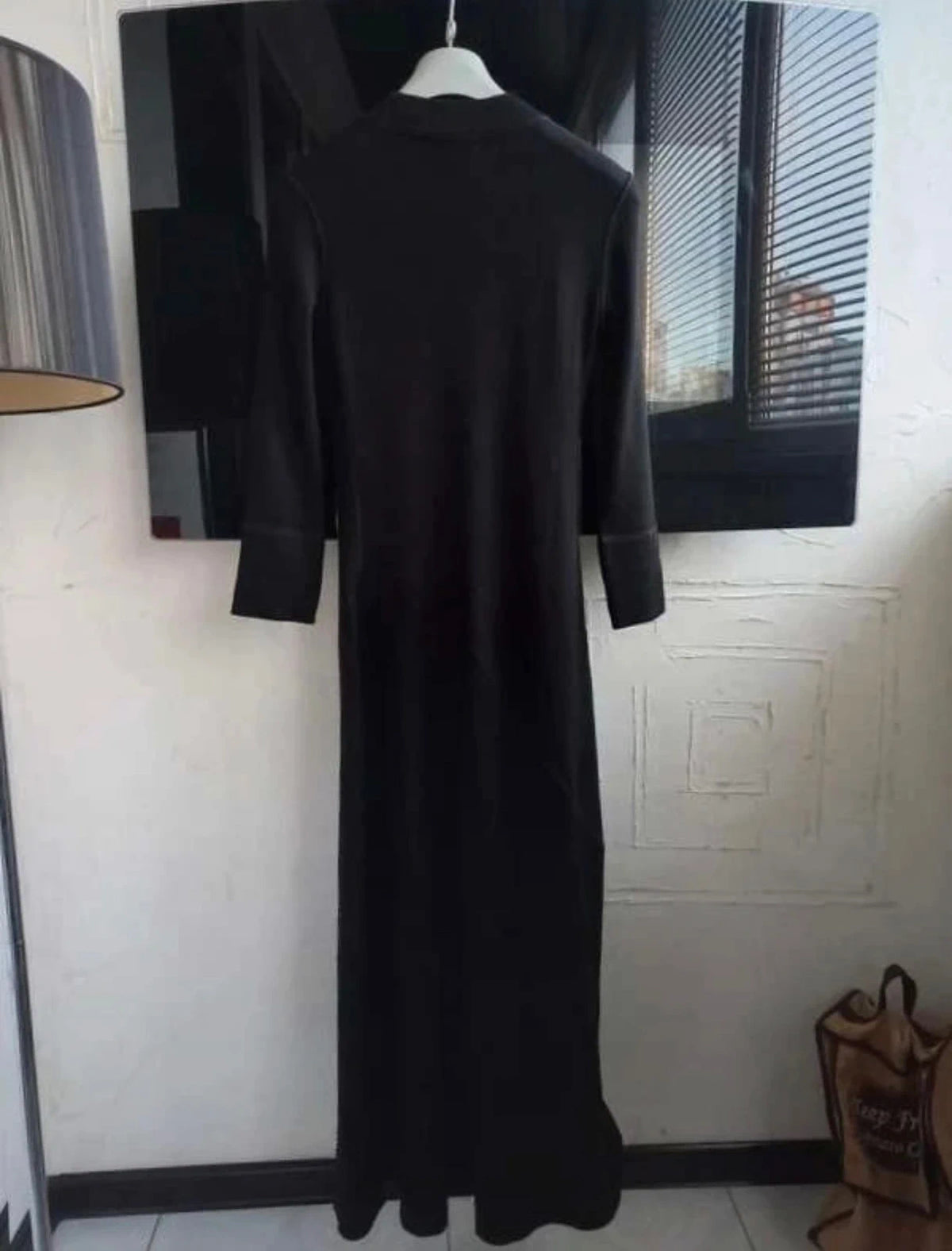 Theory rib flounce dress new black wool long rib knit dress - view 8
