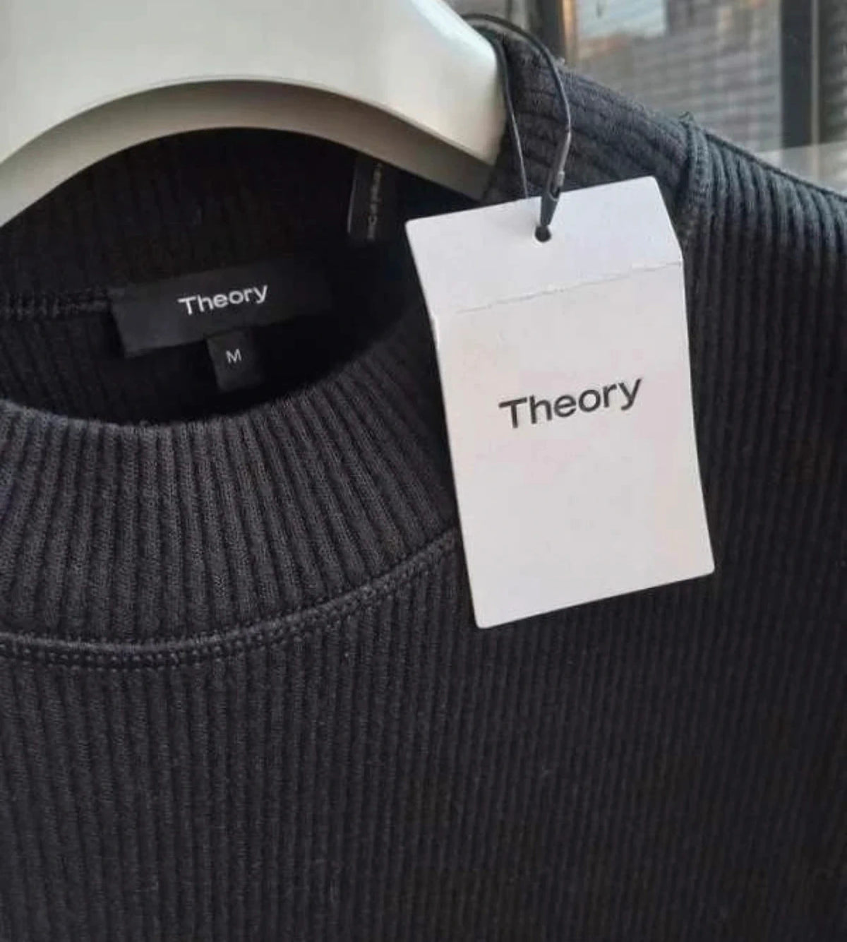 Theory rib flounce dress new black wool long rib knit dress - view 2