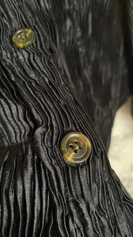 Ganni black pleated shirt blouse - view 7